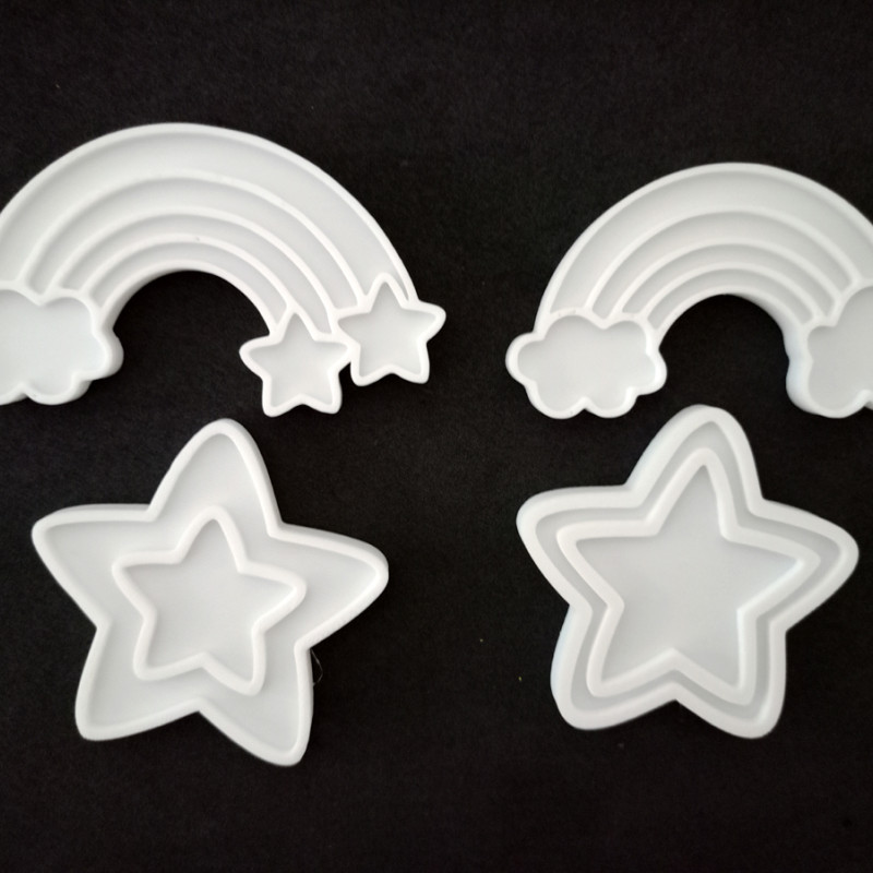 Gökkuşağı ve Yıldız Hamur Şekillendirici / Kurabiye Kalıbı / Seramik Kalıbı Dörtlü Set