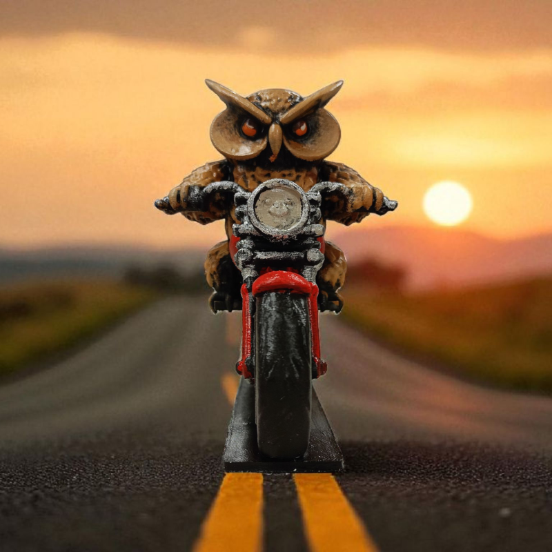 Night Biker (Motorcu) 3D Figür - Gizemli Baykuş Serisi - 056