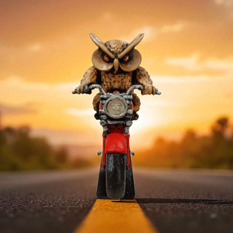Night Biker (Motorcu) 3D Figür - Gizemli Baykuş Serisi - 056