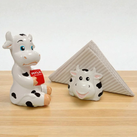 Sevimli İnek Biblo ve Sevimli İnek Peçetelik İkili Set