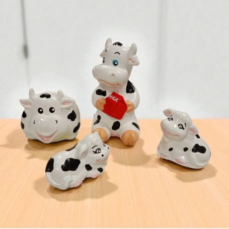 Sevimli İnekler Biblo ve Peçetelik Dörtlü Set