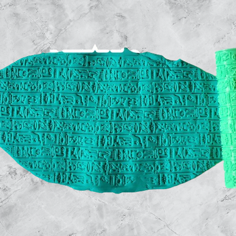 Model 045 - Mısır Hiyeroglifleri - Polimer Kil Doku Oklavası / Seramik Çamuru Desen Rulosu