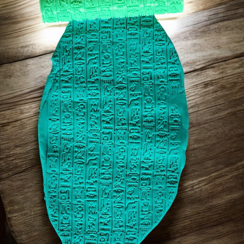 Model 045 - Mısır Hiyeroglifleri - Polimer Kil Doku Oklavası / Seramik Çamuru Desen Rulosu