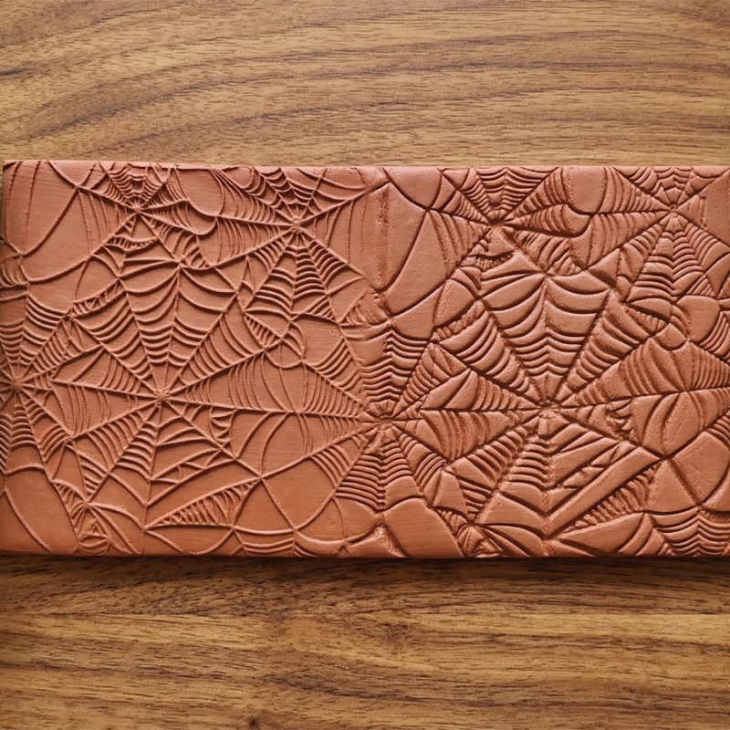 Model 093 - Örümcek Ağı Deseni Deboss & Emboss İkili Set - Polimer Kil Seramik Çamuru Doku Oklavası
