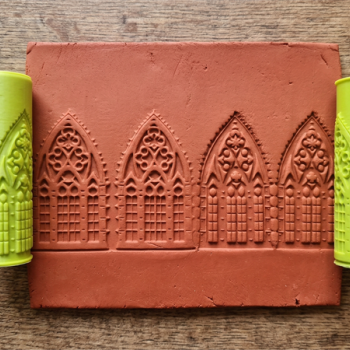 Model 202 -Gotik Katedral Deboss & Emboss İkili Set - Polimer Kil Seramik Çamuru Doku Oklavası